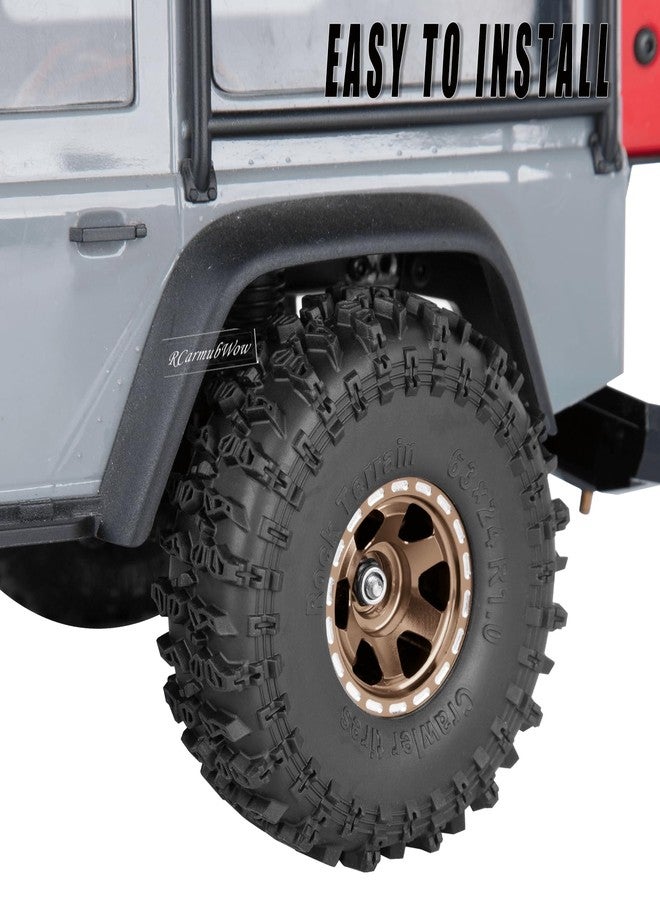 RCarmubWow 1.0 Beadlock Wheel Tires Set for 1/24 Axai1 SCX24,1/18 TRX4M RC Crawler Car,1.0 Beadlock Wheels 1.0 Beadlock Tires RC Upgrades Part,4pcs,Bronze - Image 4